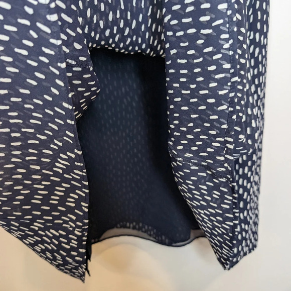 Vintage Villager Liz Claiborne 90s Navy White Dot Midi Flowy Skirt Size 8 - Picture 5 of 8